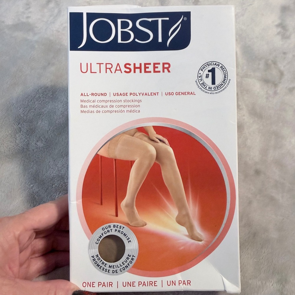 JOBST UltraSheer Thigh High Compression Stockings 15-20 mmHg XL Natural New